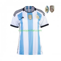 Maglie da Calcio Argentina 3 Stars Donna Prima Tenuta Mondiali 2022 Maniche Corte
