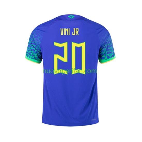 Maglie da Calcio Brasile Vinicius Junior 20 Uomo Trasferta Tenuta Mondiali 2022 Maniche Corte