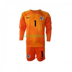 Maglie da Calcio Francia Hugo Lloris 1 Portiere Bambino Trasferta Tenuta Mondiali 2022 Maniche Lunghe