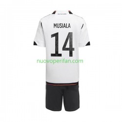 Maglie da Calcio Germania Musiala 14 Bambino Prima Tenuta Mondiali 2022 Maniche Corte