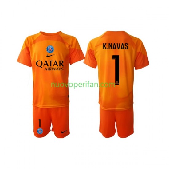 Maglie da Calcio Paris Saint-Germain Keylor Navas 1 Portiere Bambino Trasferta Tenuta 2022-2023 Maniche Corte