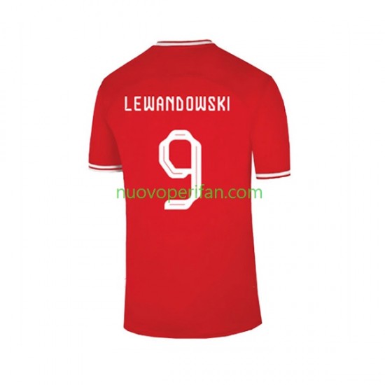 Maglie da Calcio Polonia Lewandowski 9 Uomo Trasferta Tenuta Mondiali 2022 Maniche Corte