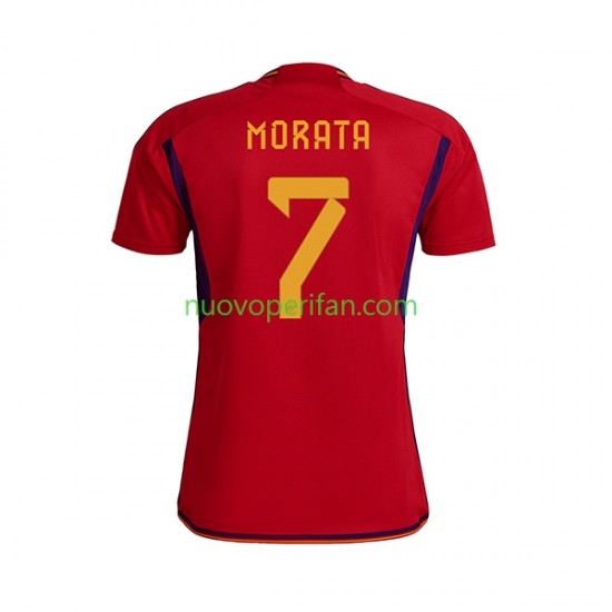 Maglie da Calcio Spagna MORATA 7 Uomo Prima Tenuta Mondiali 2022 Maniche Corte