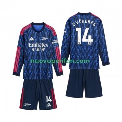 Maglie da Calcio Arsenal Gyokeres 14 Bambino Trasferta Tenuta 2025-2026 Maniche Lunghe