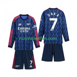 Maglie da Calcio Arsenal Saka 7 Bambino Trasferta Tenuta 2025-2026 Maniche Lunghe