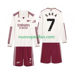 Maglie da Calcio Arsenal Saka 7 Bambino Alternativa Tenuta 2025-2026 Maniche Lunghe