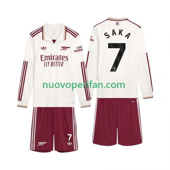 Maglie da Calcio Arsenal Saka 7 Bambino Alternativa Tenuta 2025-2026 Maniche Lunghe
