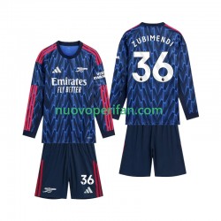 Maglie da Calcio Arsenal Zubimendi 36 Bambino Trasferta Tenuta 2025-2026 Maniche Lunghe