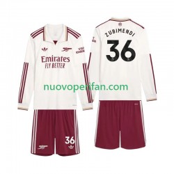 Maglie da Calcio Arsenal Zubimendi 36 Bambino Alternativa Tenuta 2025-2026 Maniche Lunghe