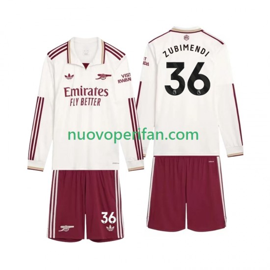 Maglie da Calcio Arsenal Zubimendi 36 Bambino Alternativa Tenuta 2025-2026 Maniche Lunghe