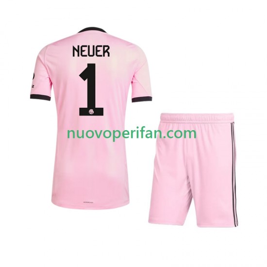 Maglie da Calcio FC Bayern München Manuel Neuer 1 UCL Portiere Bambino Alternativa Tenuta 2025-2026 Maniche Corte