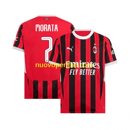 Maglie da Calcio AC Milan UCL Font MORATA 7 Uomo Prima Tenuta 2024-2025 Maniche Corte