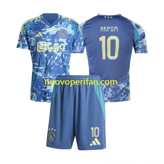 Maglie da Calcio AFC Ajax Chuba Akpom 10 Bambino Trasferta Tenuta 2024-2025 Maniche Corte