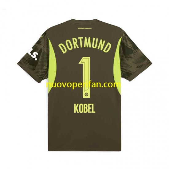 Maglie da Calcio Borussia Dortmund Gregor Kobel 1 Portiere Uomo Trasferta Tenuta 2024-2025 Maniche Corte
