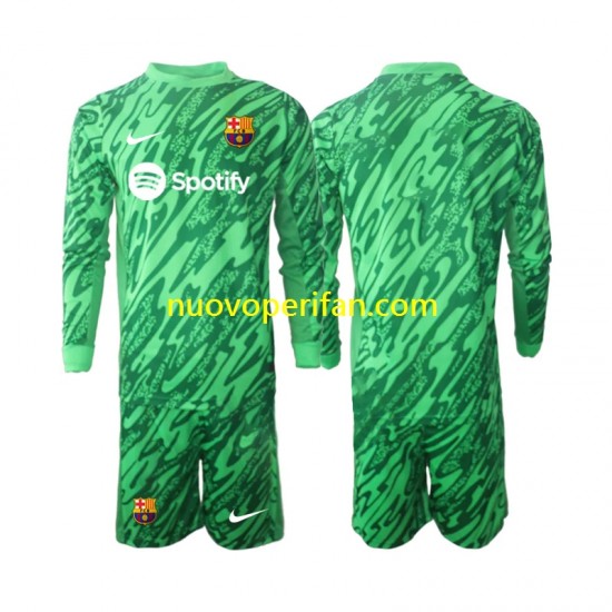 Maglie da Calcio FC Barcelona Portiere Bambino Prima Tenuta 2024-2025 Maniche Lunghe