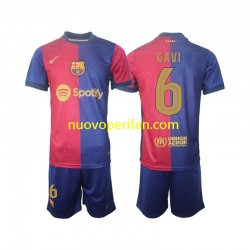 Maglie da Calcio FC Barcelona UCL Font Gavi 6 Bambino Prima Tenuta 2024-2025 Maniche Corte