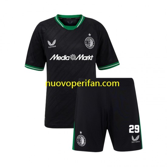 Maglie da Calcio Feyenoord Rotterdam Santiago Gimenez 29 Bambino Trasferta Tenuta 2024-2025 Maniche Corte