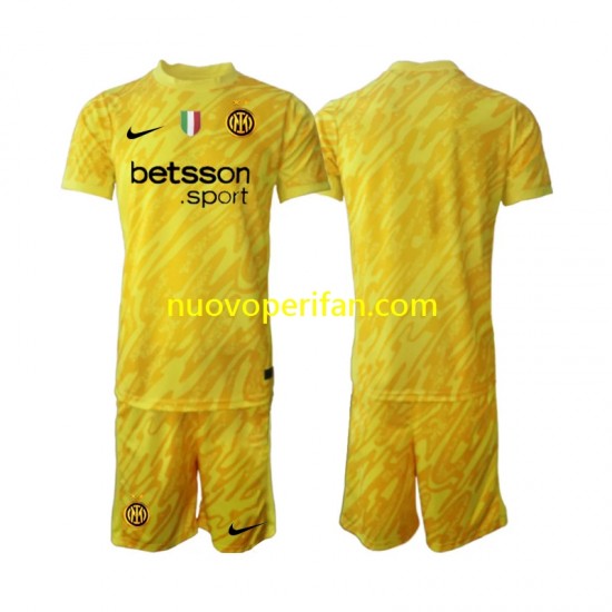 Maglie da Calcio Inter Milan Portiere Bambino Trasferta Tenuta 2024-2025 Maniche Corte
