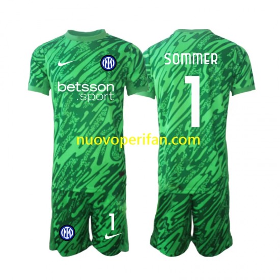 Maglie da Calcio Inter Milan Yann Sommer 1 Portiere Bambino Prima Tenuta 2024-2025 Maniche Corte