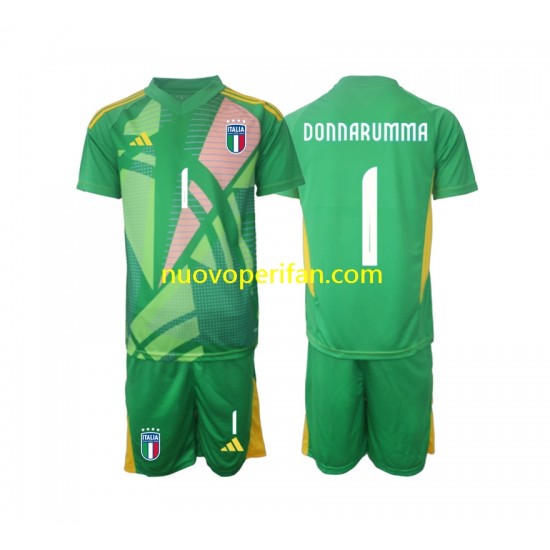 Maglie da Calcio Italia Donnarumma 1 Portiere Bambino Trasferta Tenuta Euro 2024 Maniche Corte