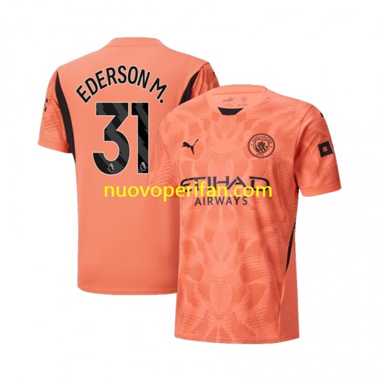 Maglie da Calcio Manchester City Ederson M 31 Portiere Uomo Trasferta Tenuta 2024-2025 Maniche Corte