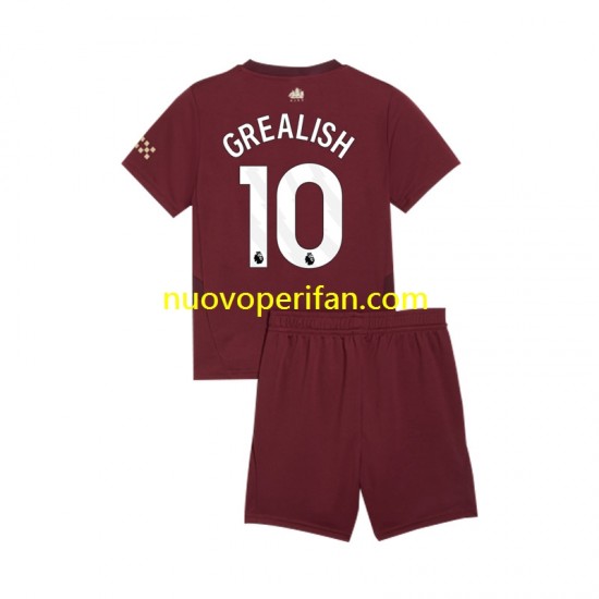 Maglie da Calcio Manchester City Jack Grealish 10 Bambino Alternativa Tenuta 2024-2025 Maniche Corte