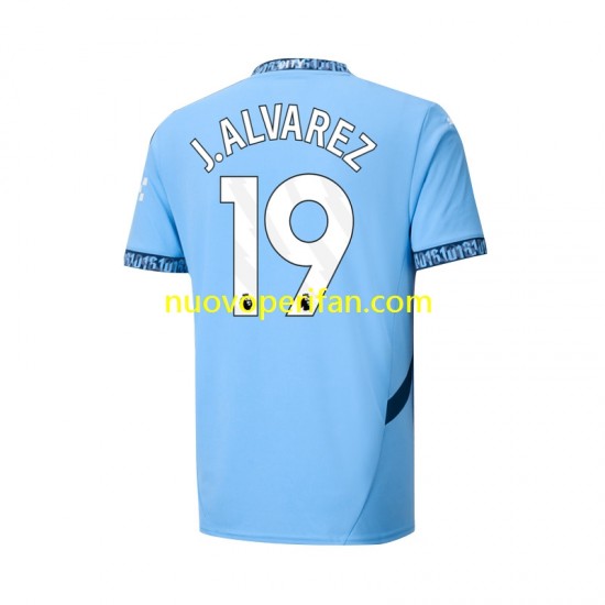 Maglie da Calcio Manchester City Julian Alvarez 19 Uomo Prima Tenuta 2024-2025 Maniche Corte