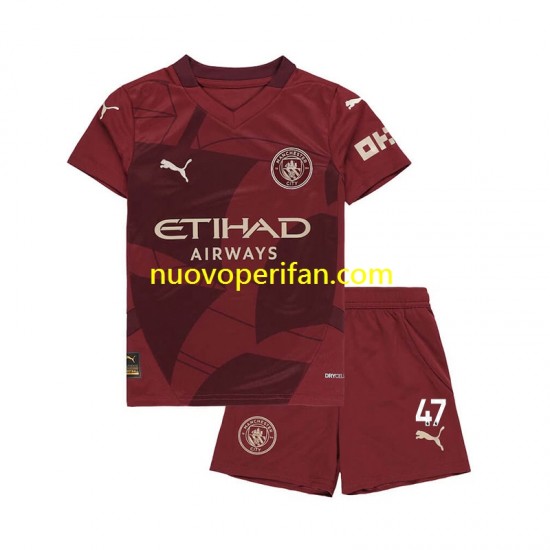 Maglie da Calcio Manchester City Phil Foden 47 Bambino Alternativa Tenuta 2024-2025 Maniche Corte
