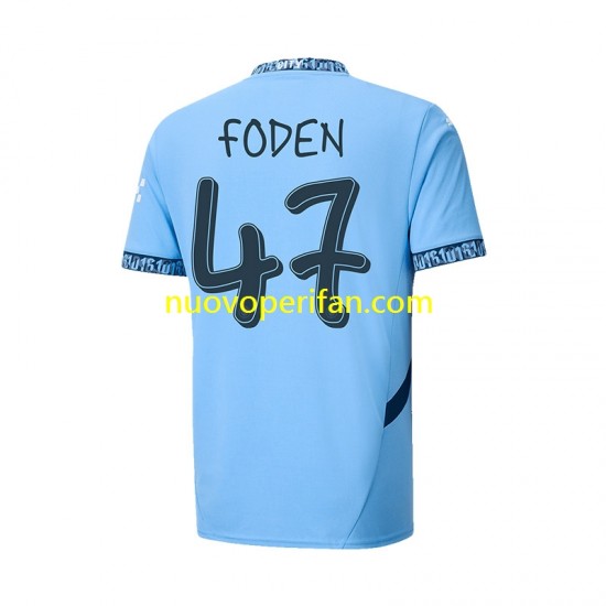Maglie da Calcio Manchester City UCL Font FODEN 47 Uomo Prima Tenuta 2024-2025 Maniche Corte
