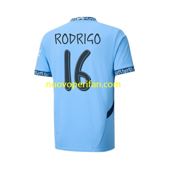 Maglie da Calcio Manchester City UCL Font RODRIGO 16 Uomo Prima Tenuta 2024-2025 Maniche Corte