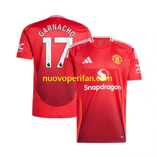 Maglie da Calcio Manchester United Alejandro Garnacho 17 Uomo Prima Tenuta 2024-2025 Maniche Corte