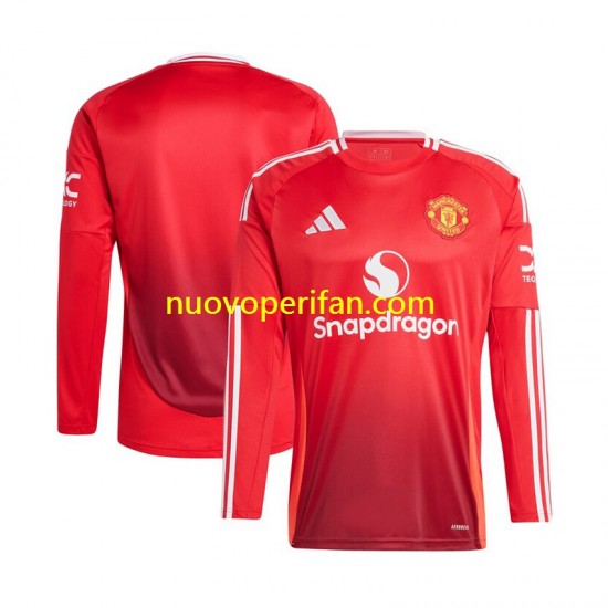 Maglie da Calcio Manchester United Uomo Prima Tenuta 2024-2025 Maniche Lunghe