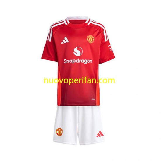 Maglie da Calcio Manchester United Bambino Prima Tenuta 2024-2025 Maniche Corte