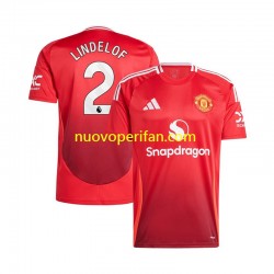 Maglie da Calcio Manchester United Victor Lindelof 2 Uomo Prima Tenuta 2024-2025 Maniche Corte