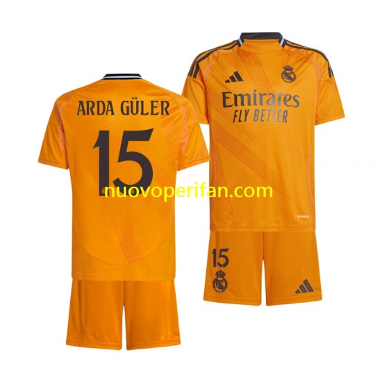 Maglie da Calcio Real Madrid Arda Guler 15 Bambino Trasferta Tenuta 2024-2025 Maniche Corte