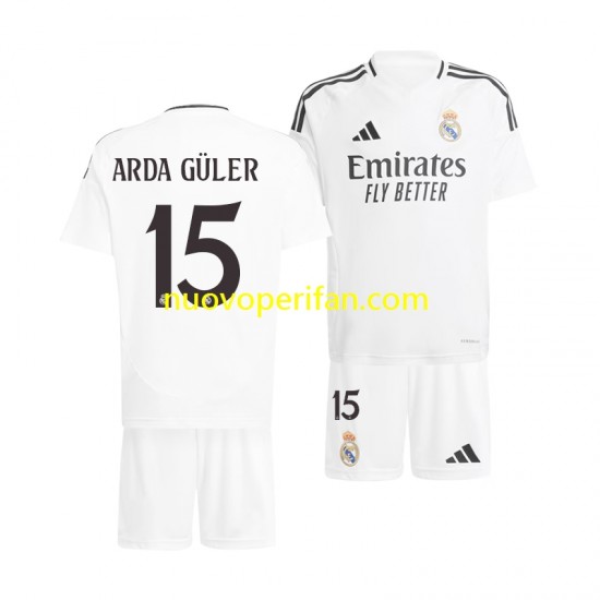 Maglie da Calcio Real Madrid Arda Guler 15 Bambino Prima Tenuta 2024-2025 Maniche Corte