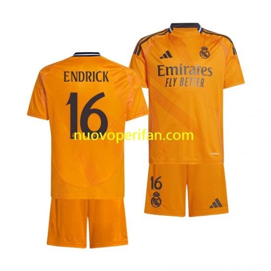 Maglie da Calcio Real Madrid ENDRICK 16 Bambino Trasferta Tenuta 2024-2025 Maniche Corte