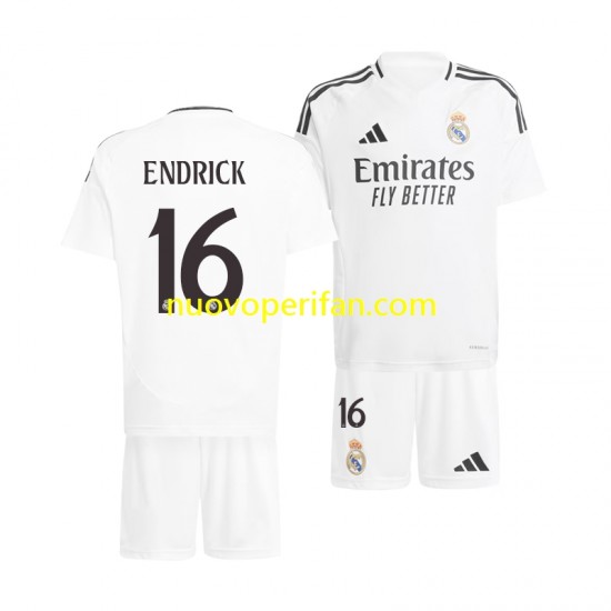 Maglie da Calcio Real Madrid ENDRICK 16 Bambino Prima Tenuta 2024-2025 Maniche Corte