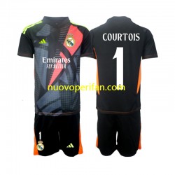 Maglie da Calcio Real Madrid Thibaut Courtois 1 Portiere Bambino Trasferta Tenuta 2024-2025 Maniche Corte
