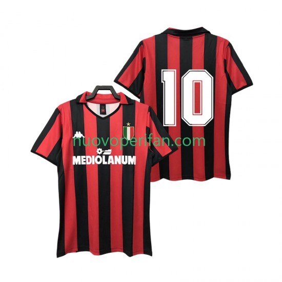 Maglie da Calcio AC Milan 10 1988 1989 Retro Uomo Prima Tenuta Maniche Corte