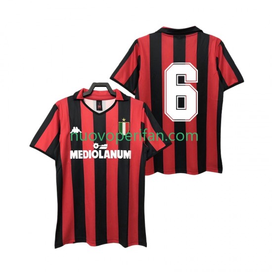 Maglie da Calcio AC Milan 6 1988 1989 Retro Uomo Prima Tenuta Maniche Corte