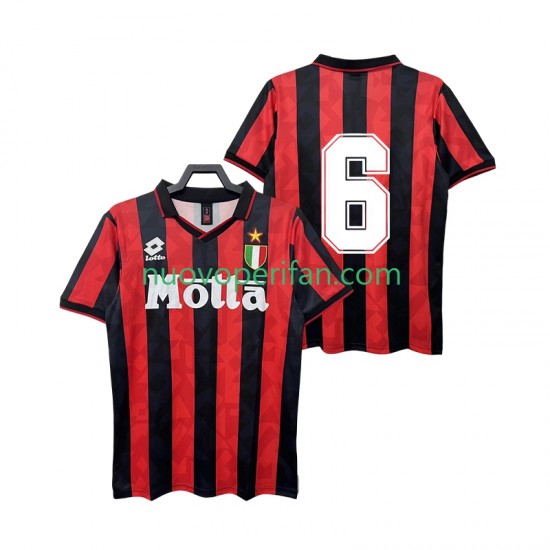Maglie da Calcio AC Milan 6 1993 Retro Uomo Prima Tenuta 1994 Maniche Corte