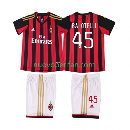 Maglie da Calcio AC Milan BALOTELL 45 2013 2014 Retro Bambino Prima Tenuta Maniche Corte
