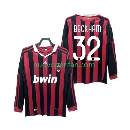 Maglie da Calcio AC Milan BECKHAM 32 2009 Retro Uomo Prima Tenuta 2010 Maniche Lunghe