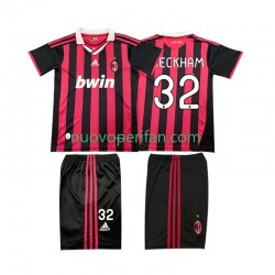 Maglie da Calcio AC Milan BECKHAM 32 2009 Retro Bambino Prima Tenuta 2010 Maniche Corte