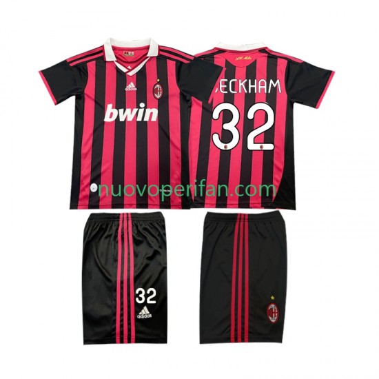 Maglie da Calcio AC Milan BECKHAM 32 2009 Retro Bambino Prima Tenuta 2010 Maniche Corte