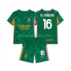 Maglie da Calcio AC Milan Mike Maignan 16 Portiere Bambino Trasferta Tenuta 2025-2026 Maniche Corte