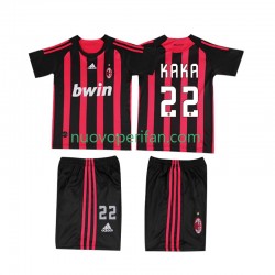 Maglie da Calcio AC Milan KAKA 22 2009 Retro Bambino Prima Tenuta 2008 Maniche Corte