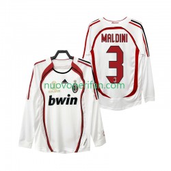Maglie da Calcio AC Milan MALDINI 3 2007 Retro Uomo Trasferta Tenuta 2006 Maniche Lunghe