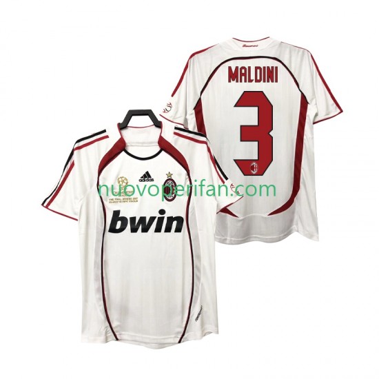 Maglie da Calcio AC Milan MALDINI 3 2007 Retro Uomo Trasferta Tenuta 2006 Maniche Corte